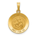14k Polished and Satin St George Medal Hollow Pendant