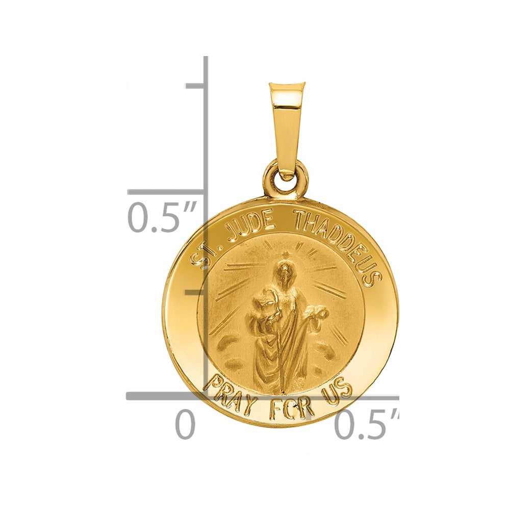 14k Polished and Satin St Jude Thaddeus Medal Hollow Pendant