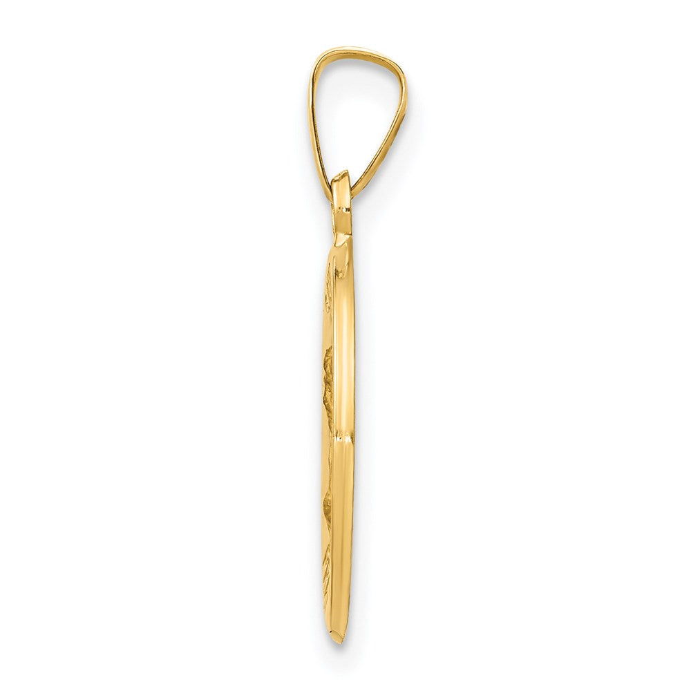 14k Polished and Satin St Mark Medal Hollow Pendant