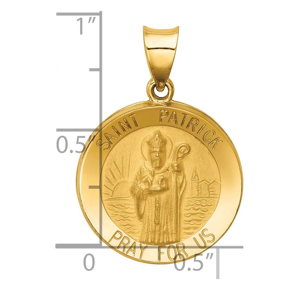 14k Polished and Satin St Patrick Medal Hollow Pendant