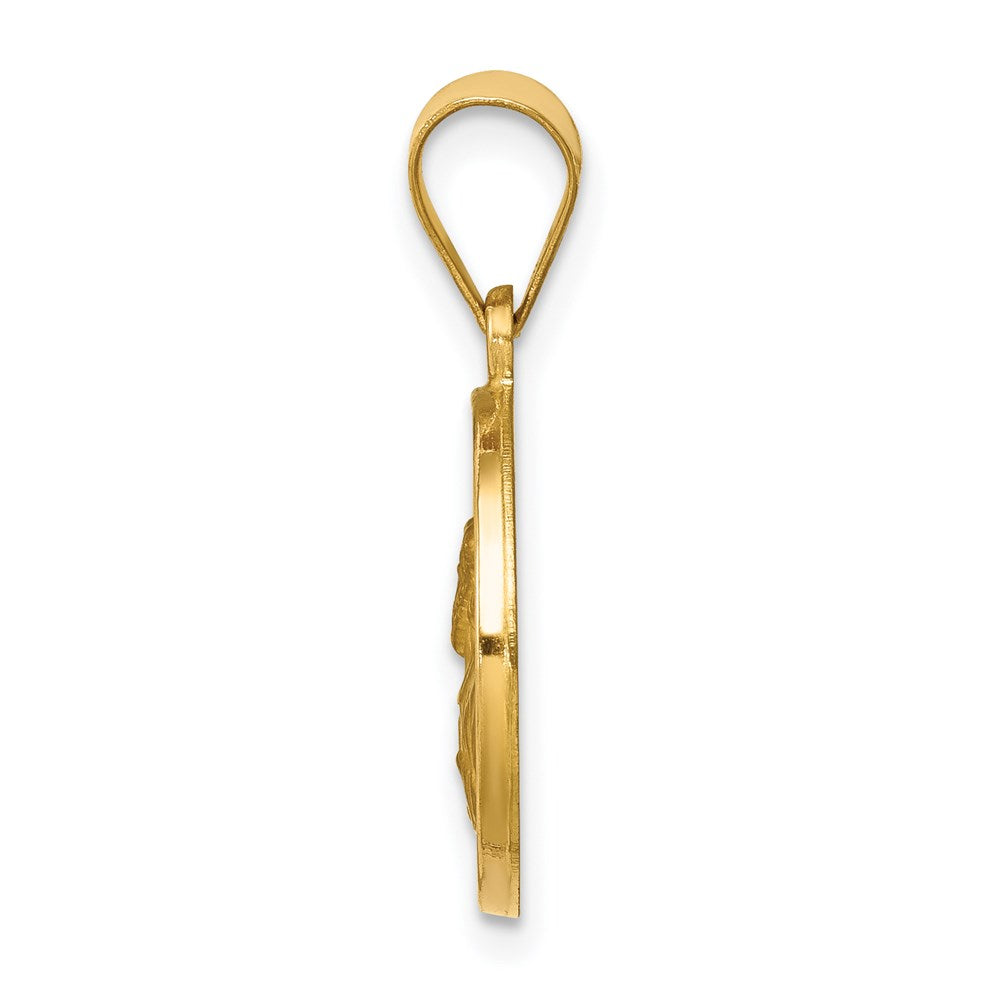 14k Polished and Satin St Paul Medal Hollow Pendant