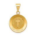 14k Polished and Satin Confirmation Medal Hollow Pendant