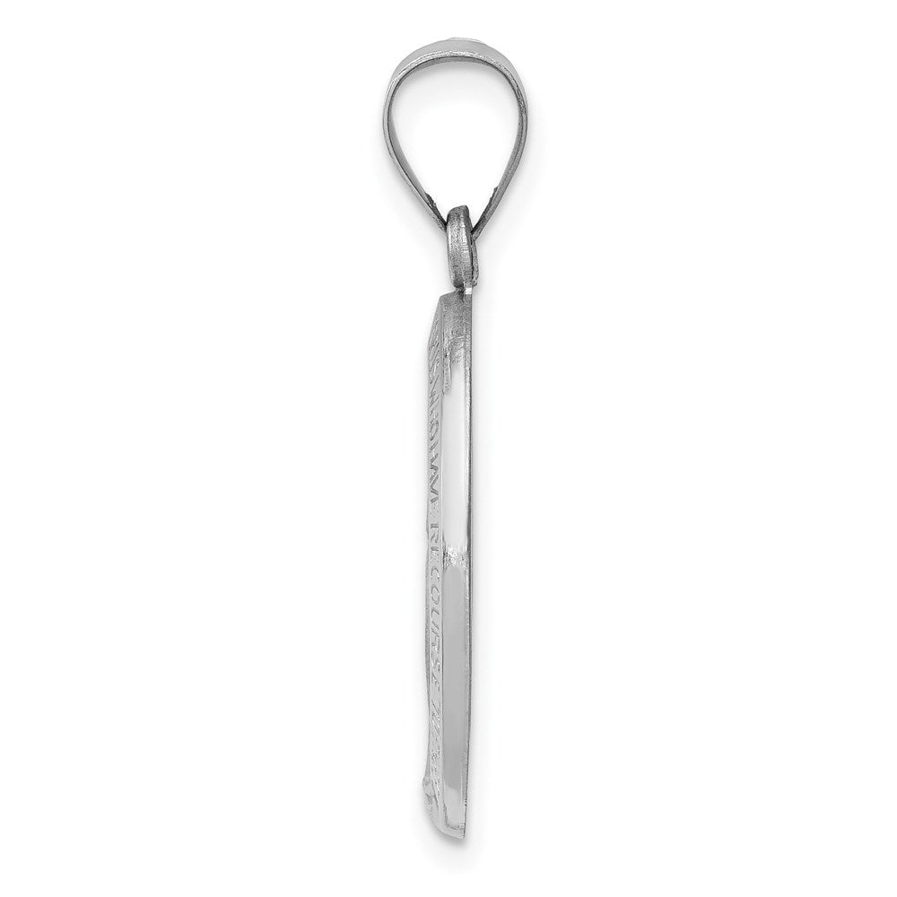 14k White Gold Polished/Satin Miraculous Medal Hollow Pendant