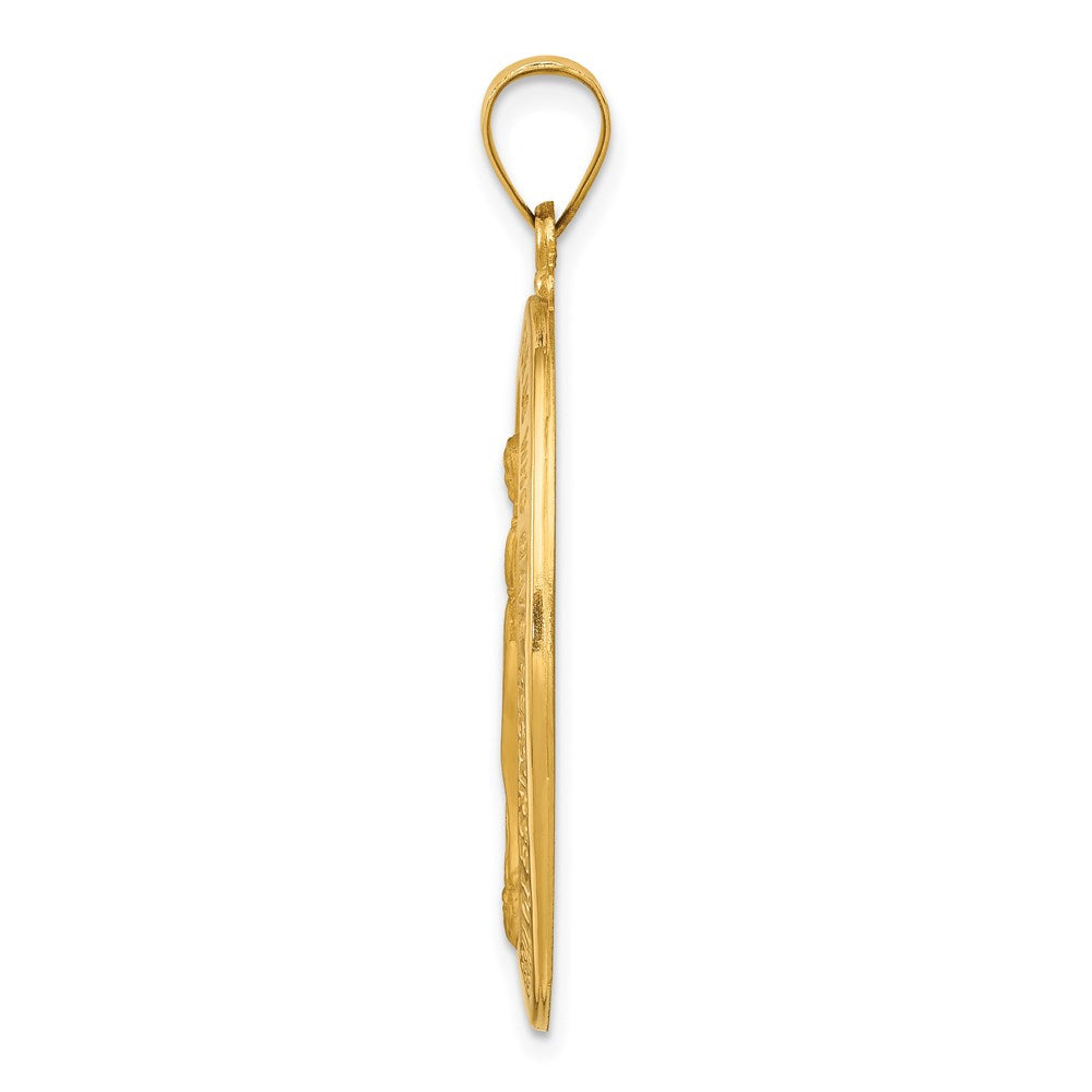 14k Hollow Polished And Satin Miraculous Medal Pendant