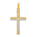 14K Rhodium Satin and Polished Latin Cross Pendant