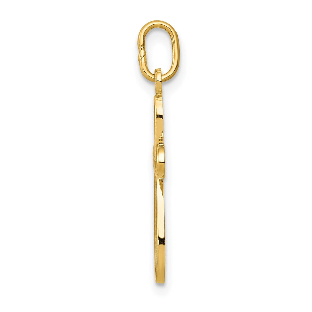 14k Gold Polished Small Ribbon Cross Pendant