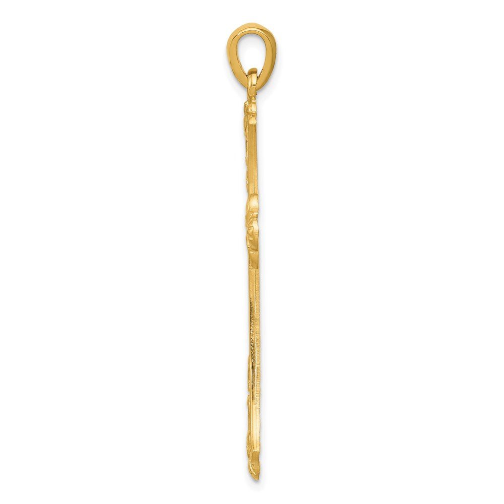 14k Fleur De Lis Cross Pendant