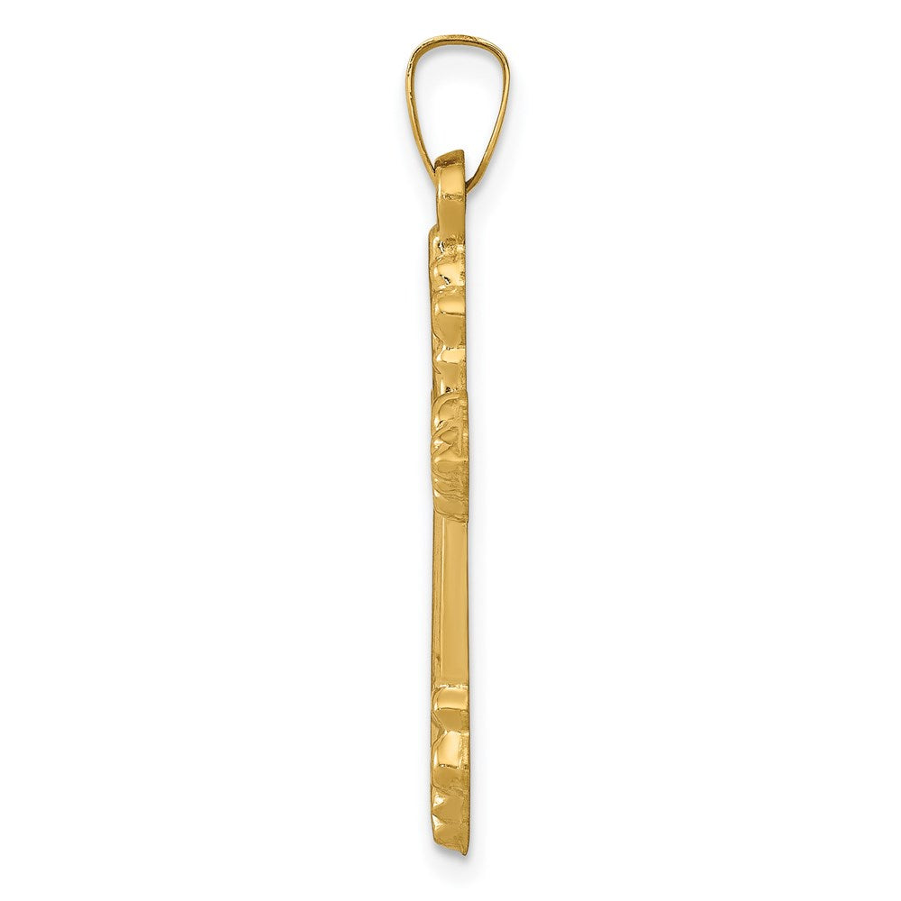 14k Brushed and Polished Fleur de Lis Cross Pendant