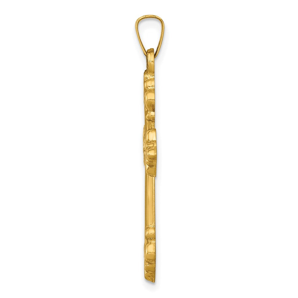 14k Polished Fleur de Lis Cross Pendant