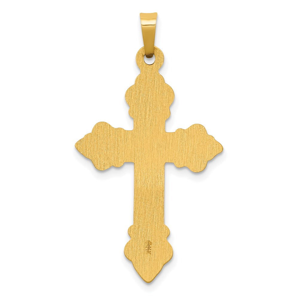 14k Polished Fleur de Lis Cross Pendant