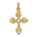 14k Polished Fleur De Lis Cross Pendant