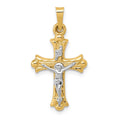 14k Two-Tone Polished INRI Crucifix Cross Pendant