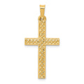 14k Polished Lattice Textured Cross Pendant