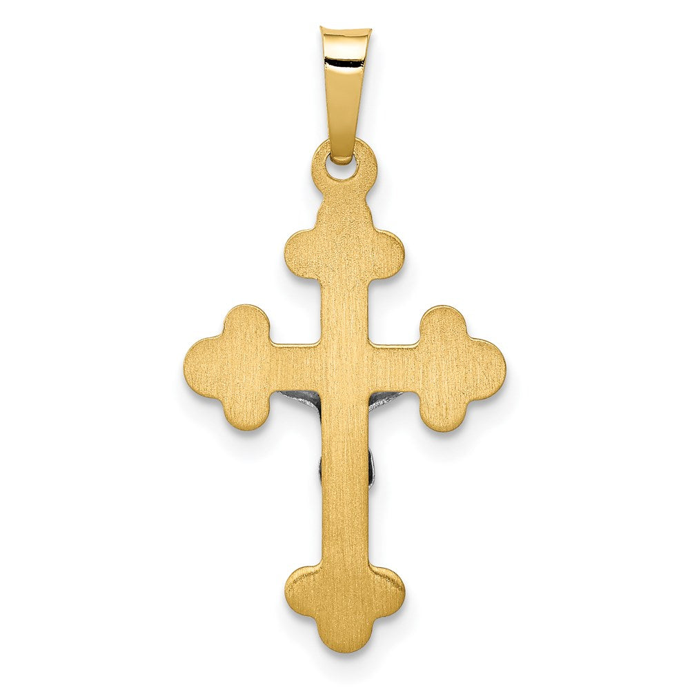 14k Two-tone Polished Budded INRI Crucifix Pendant