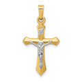 14k Two-tone Polished INRI Crucifix Pendant
