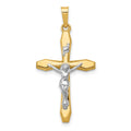 14k Two-tone Polished INRI Crucifix Pendant