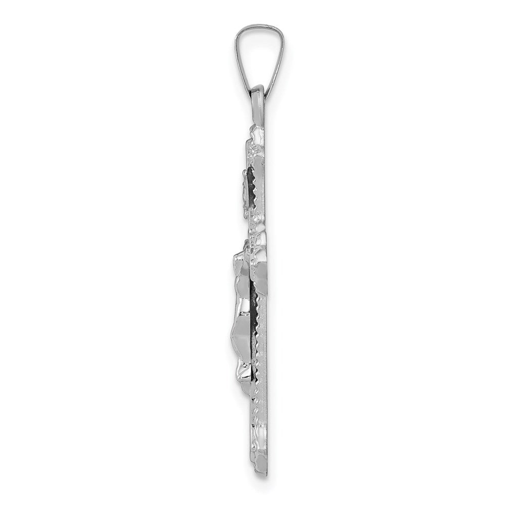 14k White Gold Polished INRI Crucifix Pendant