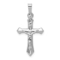 14k White Gold Polished INRI Crucifix Pendant