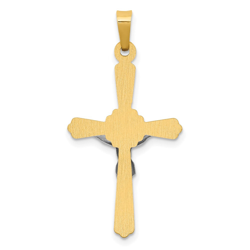 14K Two-tone Polished Inri Crucifix Pendant