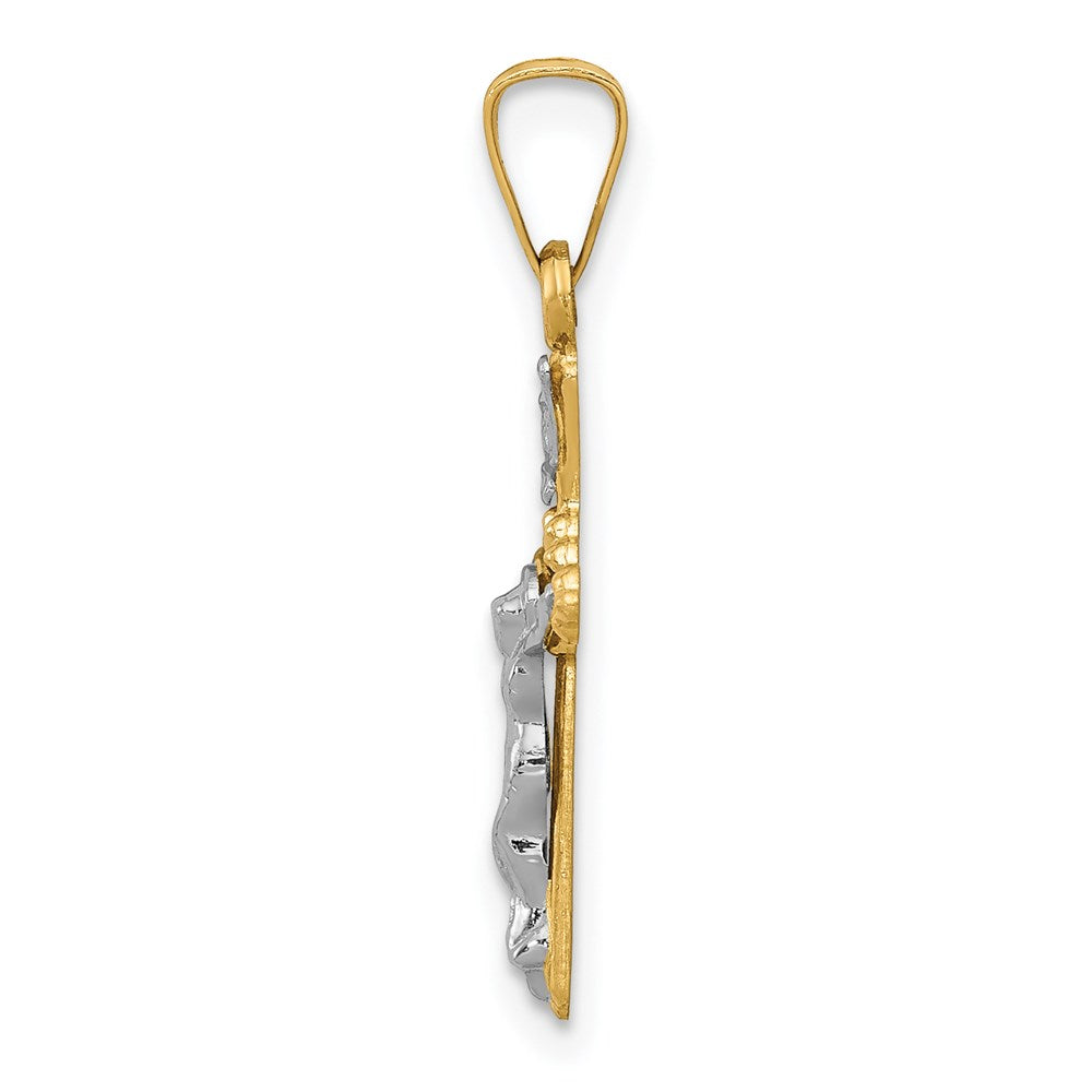 14k Two-tone Polished INRI Crucifix Pendant