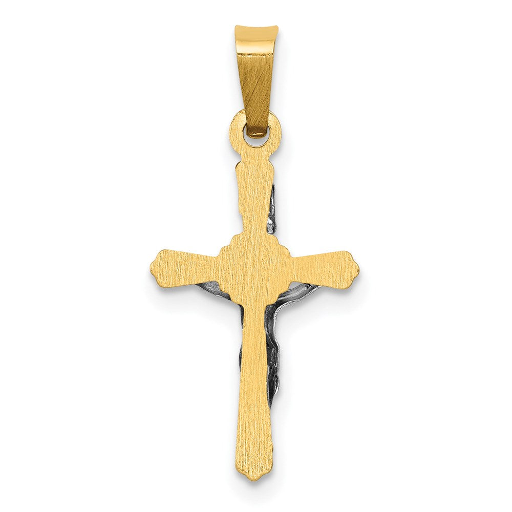 14k Two-tone Polished INRI Crucifix Pendant