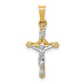14k Two-tone Polished INRI Crucifix Pendant
