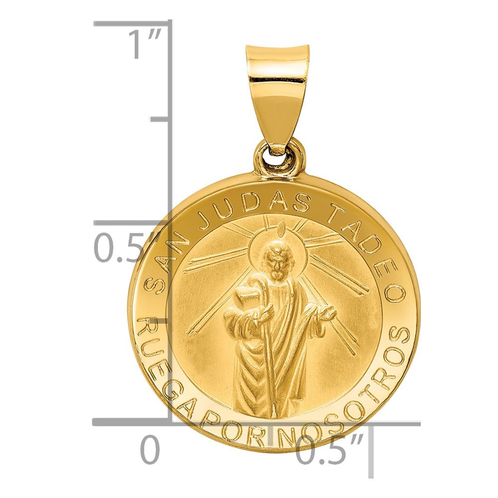 14K Polished / Satin Hollow Spanish St. Jude Thaddeus Medal