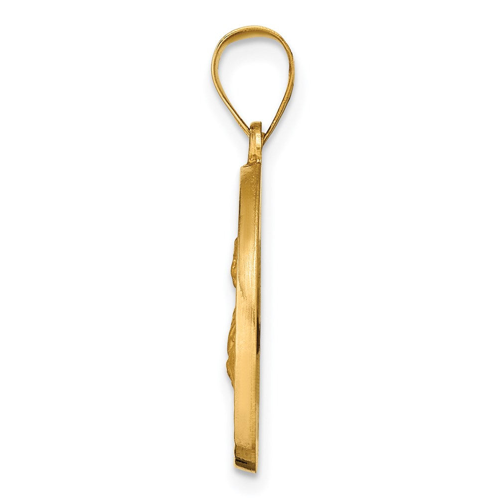 14K Polished / Satin Hollow Spanish St. Lucy Medal Pendant
