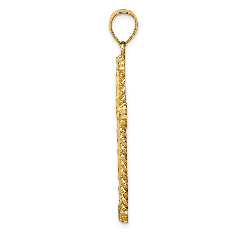 14K Diamond-cut Cross Pendant