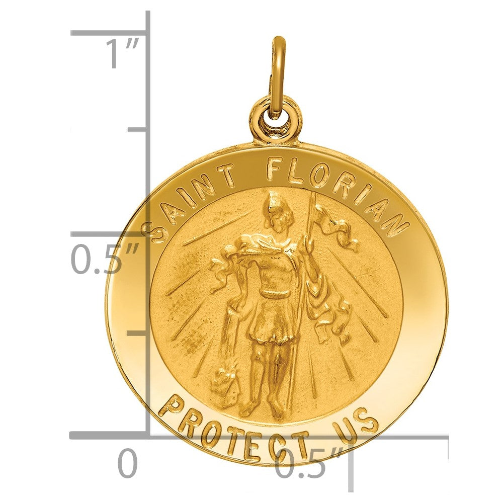 14k Solid Polished/Satin Round St. Florian Medal