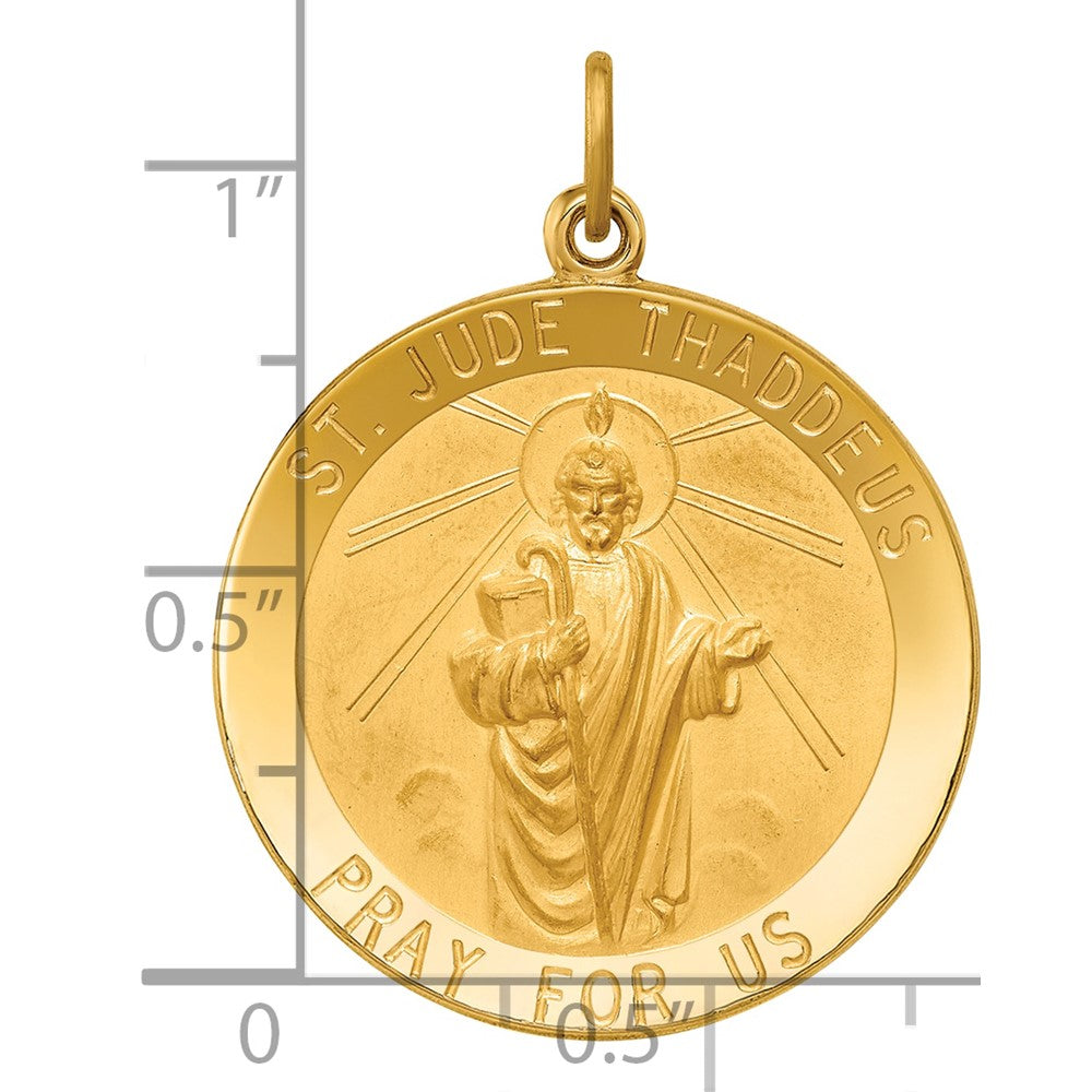 14k Solid Polished/Satin Large Round St. Jude Thaddeus Medal