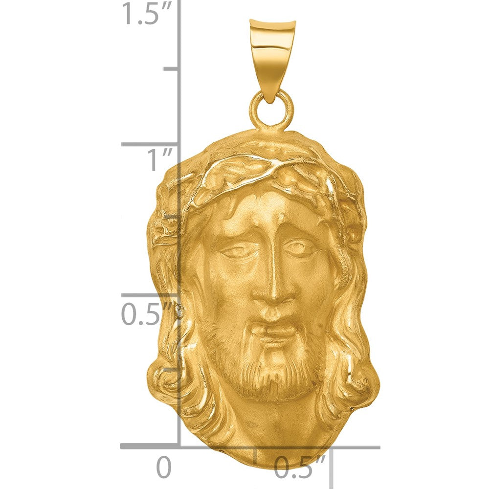 14k Hollow Polished/Satin Large Jesus Medal