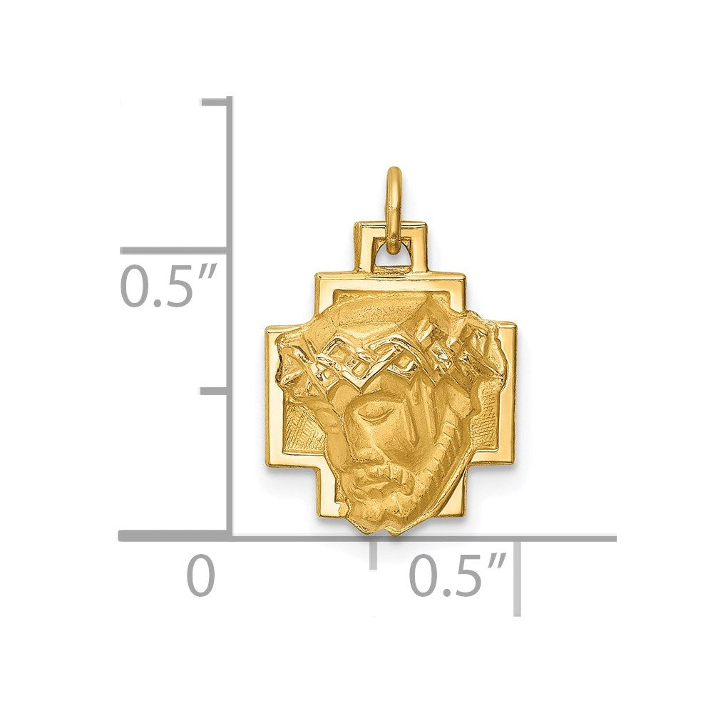 14k Hollow Polished/Satin Small Jesus Cross Medal