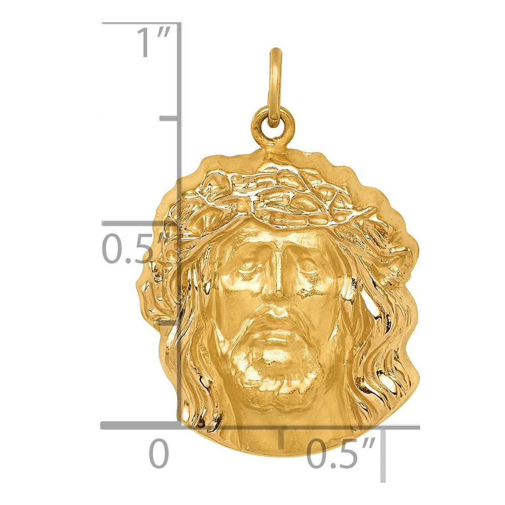 14k Hollow Polished/Satin Medium Jesus Medal