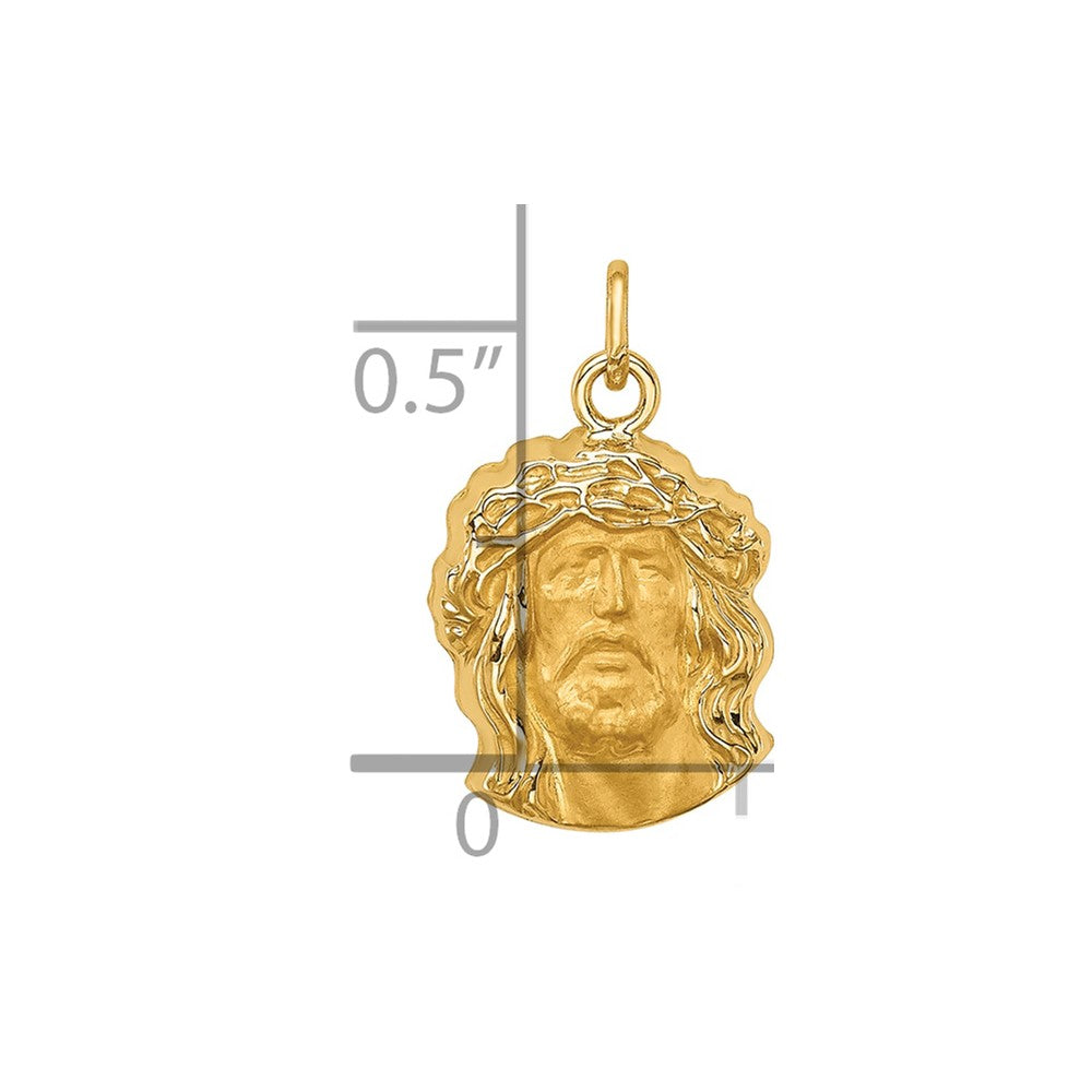 14k Hollow Polished/Satin Small Jesus Medal