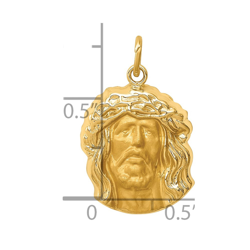 14k Hollow Polished/Satin Medium Jesus Medal