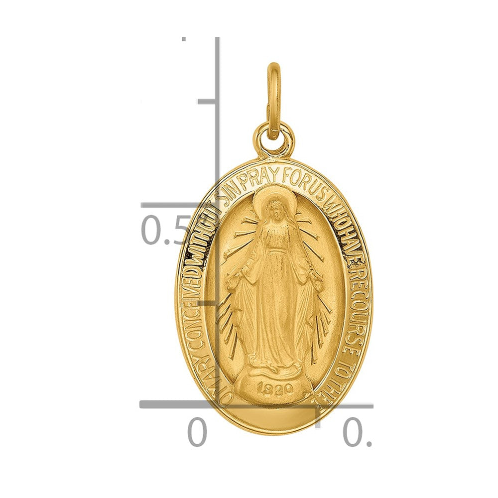 14k Solid Polished/Satin Oval Miraculous Medal