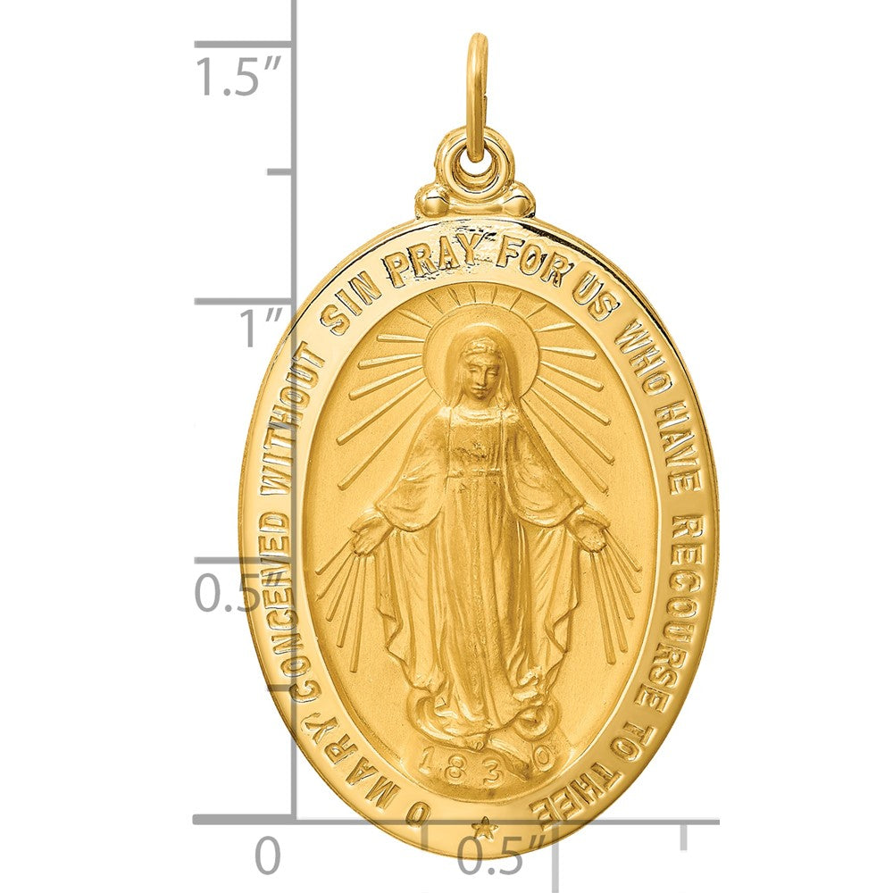 14k Solid Polished/Satin Large Oval Miraculous Medal