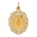 14k Solid Polished/Satin Fancy Pierced Oval Miraculous Medal