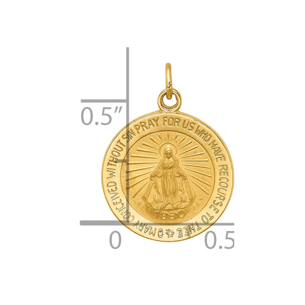 14k Solid Polished/Satin Round Miraculous Medal