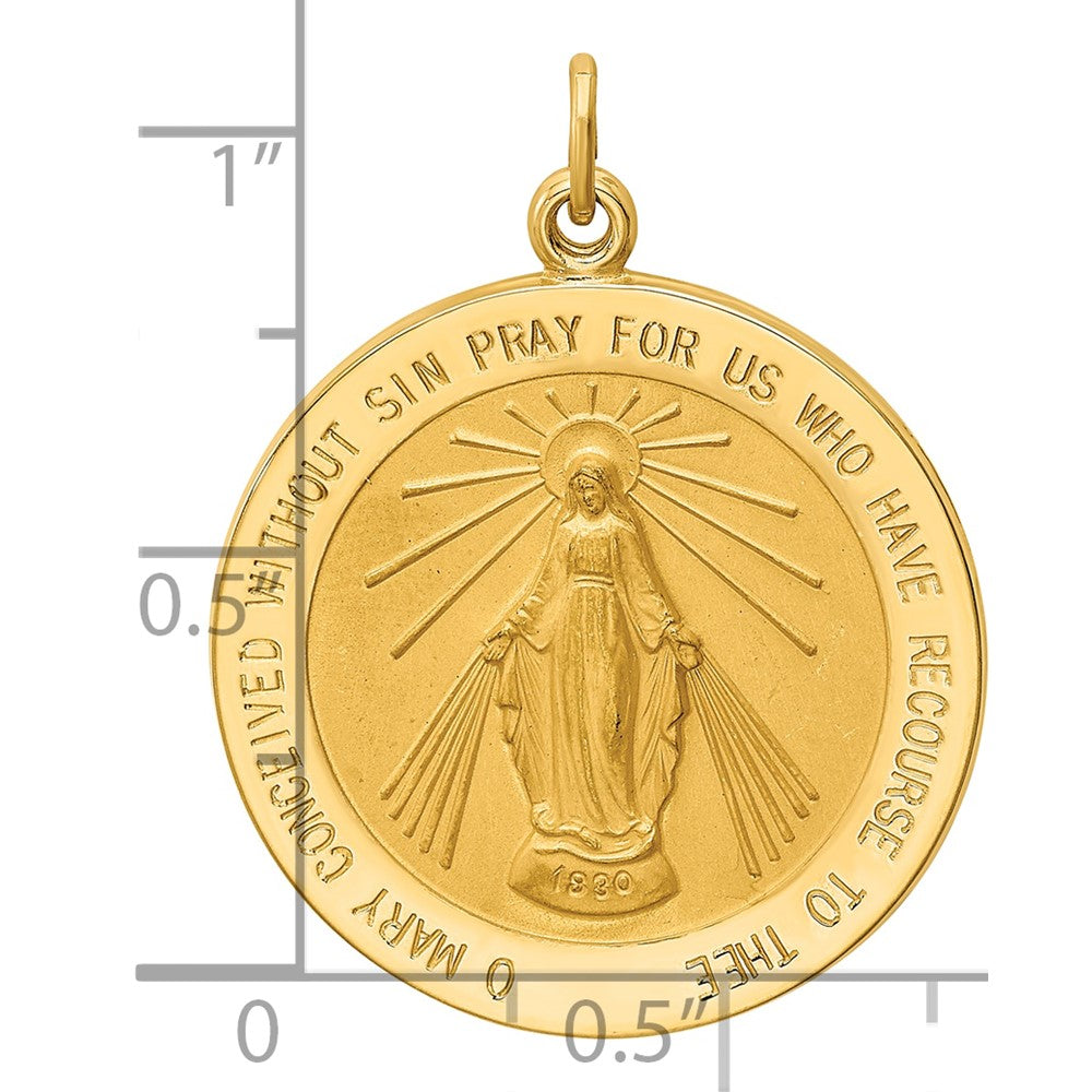 14k Solid Polished/Satin Round Miraculous Medal