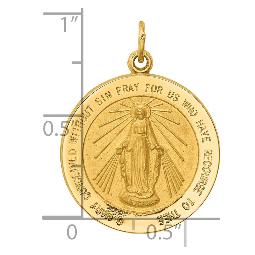 14k Solid Polished/Satin Medium Round Miraculous Medal