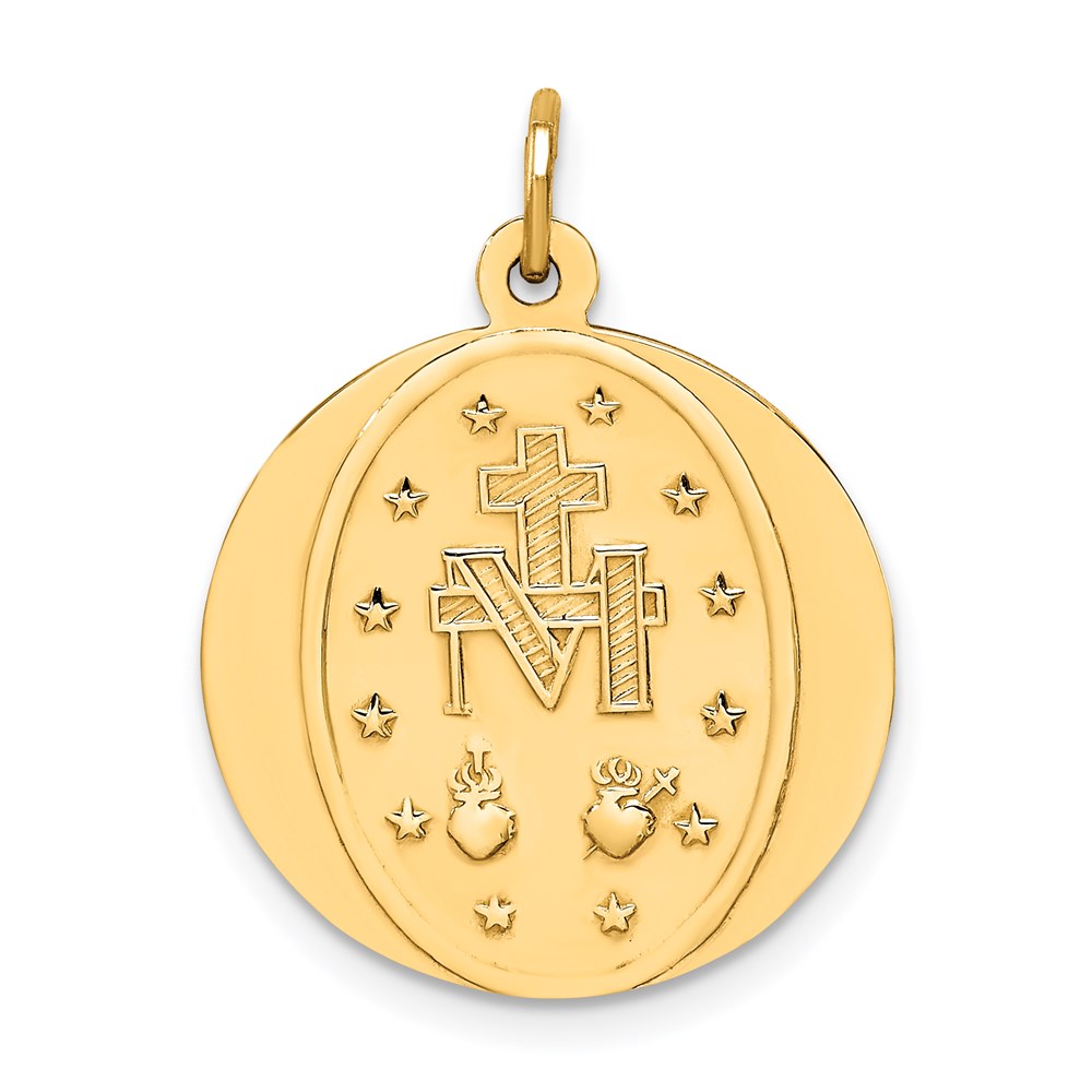 14k Solid Polished/Satin Small Round Miraculous Medal