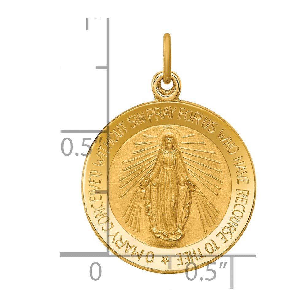 14k Solid Polished/Satin Small Round Miraculous Medal