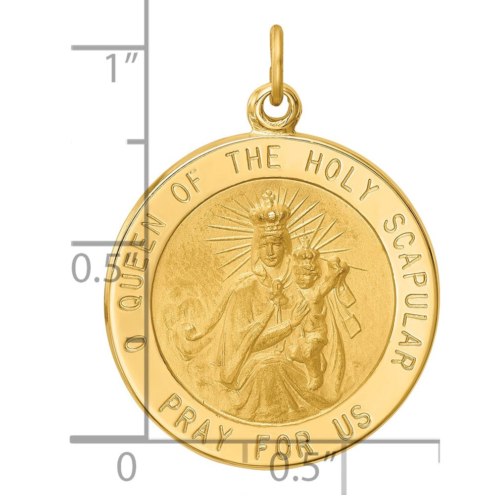 14K Solid Large Queen Of Holy Scapular Reversible Medal