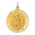 14k Solid Polished/Satin Medium Round St. Christopher Medal