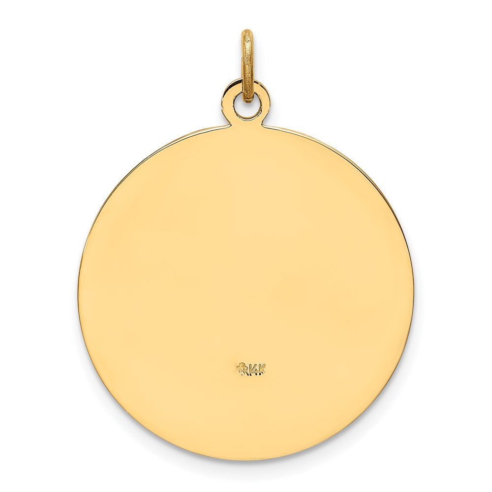 14k Solid Polished/Satin Medium Round St. Christopher Medal