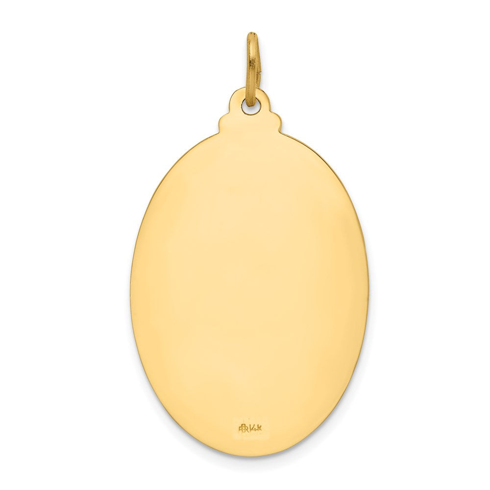 14k Solid Polished/Satin Large Oval St. Christopher Medal