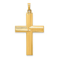 14k Hollow Polished Stripe Design Latin Cross
