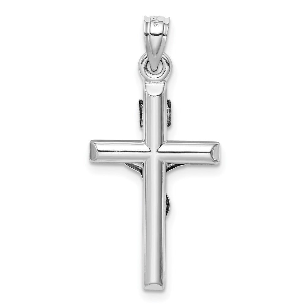 14k White Gold Hollow Crucifix Pendant